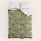 Wild Horses  Sage Green Toile Pattern  Duvet Cover Gallery Image 6