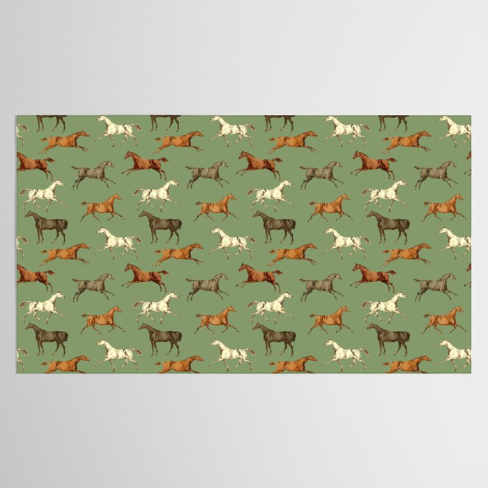 Wild Horses  Sage Green Toile Pattern  Tablecloth Gallery Image 2