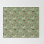 Wild Horses  Sage Green Toile Pattern  Throw Blanket Gallery Image 2