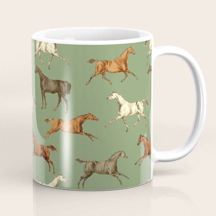 Wild Horses  Sage Green Toile Pattern  Coffee Mug Gallery Image 1
