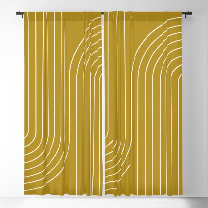 Minimal Line Curvature LXXVIII Golden Chartreuse Mid Century Modern Arch Abstract Window Curtain Gallery Image 5