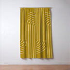 Minimal Line Curvature LXXVIII Golden Chartreuse Mid Century Modern Arch Abstract Window Curtain Gallery Image 3