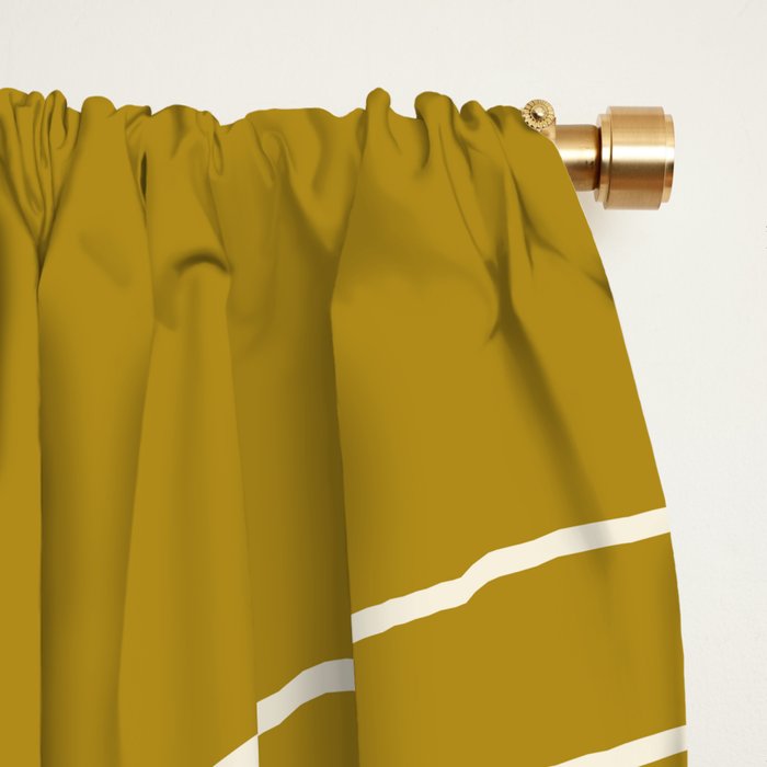 Minimal Line Curvature LXXVIII Golden Chartreuse Mid Century Modern Arch Abstract Window Curtain Gallery Image 2