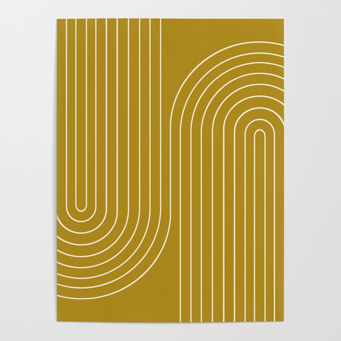 Minimal Line Curvature LXXVIII Golden Chartreuse Mid Century Modern Arch Abstract Poster Gallery Image 1