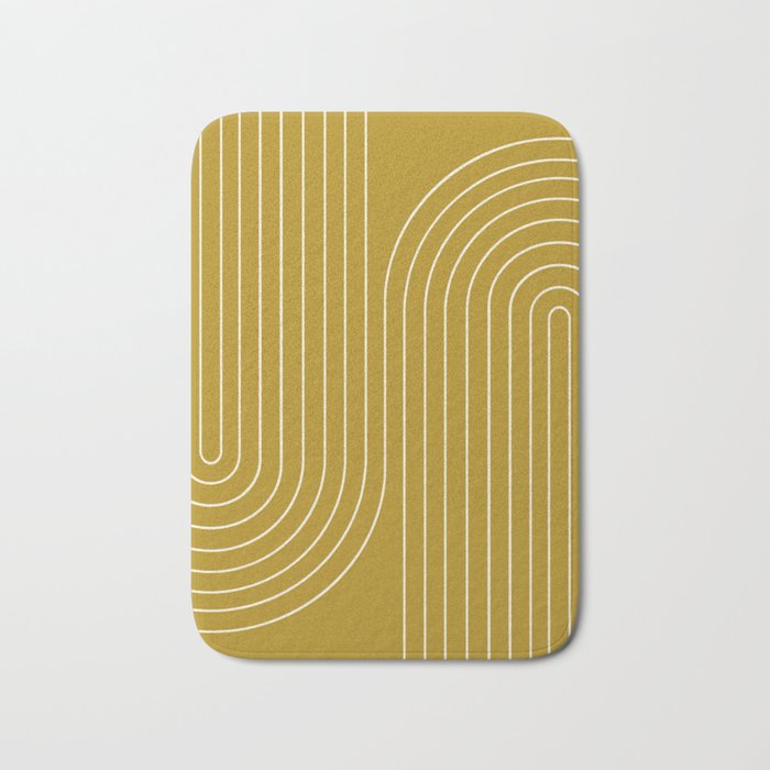 Minimal Line Curvature LXXVIII Golden Chartreuse Mid Century Modern Arch Abstract Bath Mat Gallery Image 1