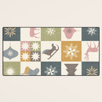 Retro Ditsy Holiday Icon Chequered Pattern - Earthy country style  Desk Mat Gallery Image 3