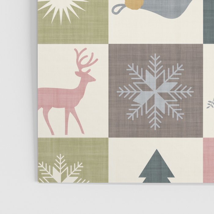 Retro Ditsy Holiday Icon Chequered Pattern - Earthy country style  Poster Gallery Image 3