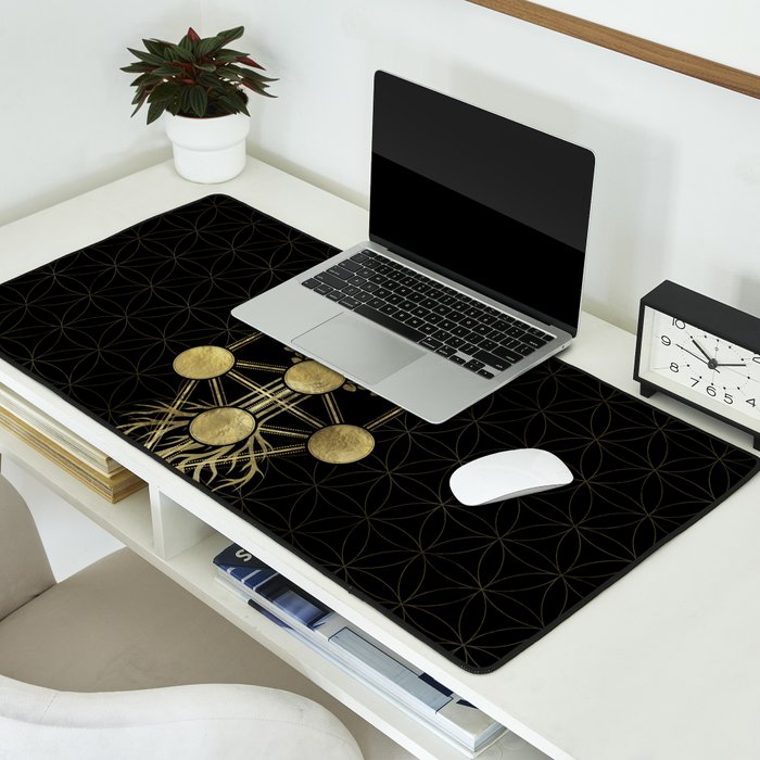 Kabbalah The Tree of Life Gold on Black N2 Desk Mat Gallery Image 2