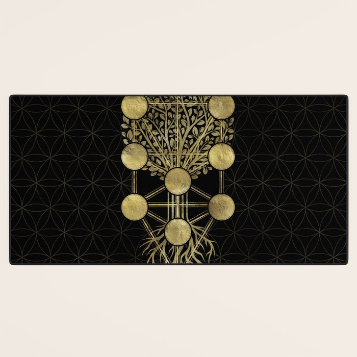 Kabbalah The Tree of Life Gold on Black N2 Desk Mat Gallery Image 3
