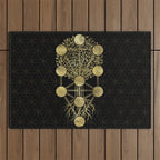 Kabbalah The Tree of Life Gold on Black N2 Outdoor Rug Gallery Image 1