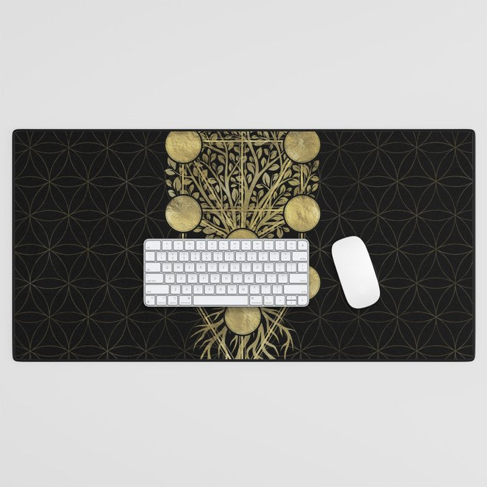 Kabbalah The Tree of Life Gold on Black N2 Desk Mat Gallery Image 1