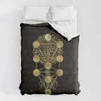 Kabbalah The Tree of Life Gold on Black N2 Comforter Gallery Image 6