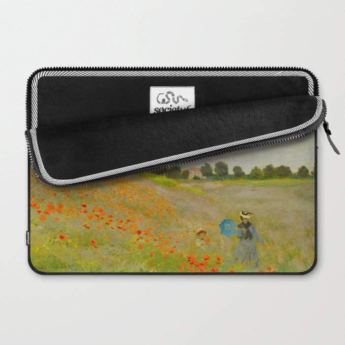 Claude Monet Impressionist Landscape Oil Painting Poppy Field Laptop Sleeve Gallery Image 2