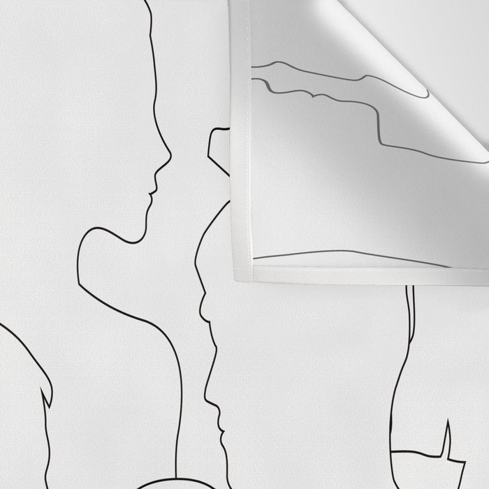 Black and white diverse people crowd pattern Wall Tapestry Gallery Image 3
