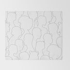 Black and white diverse people crowd pattern Throw Blanket Gallery Image 2