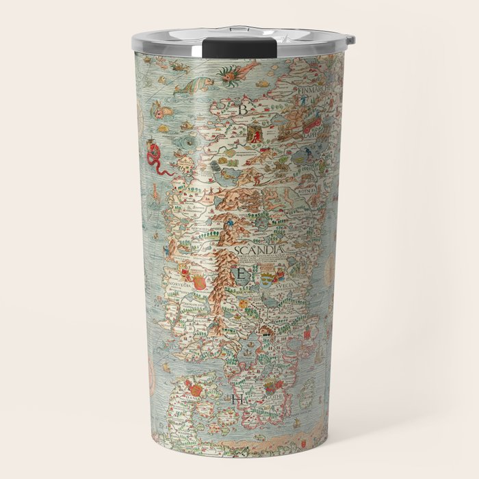 Carta marina (Marine Map) by Olaus Magnus, 1539 Travel Mug Gallery Image 1