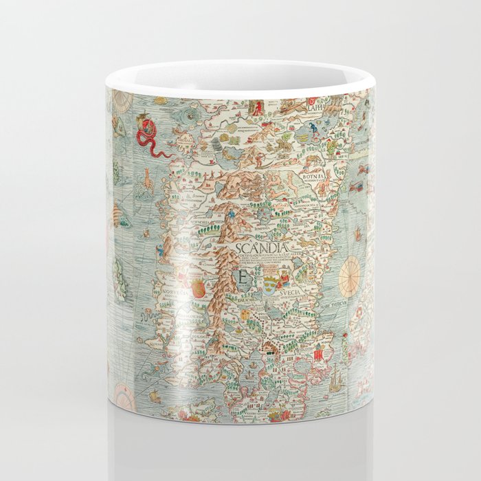 Carta marina (Marine Map) by Olaus Magnus, 1539 Coffee Mug Gallery Image 4