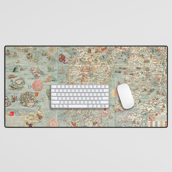 Carta marina (Marine Map) by Olaus Magnus, 1539 Desk Mat Gallery Image 1