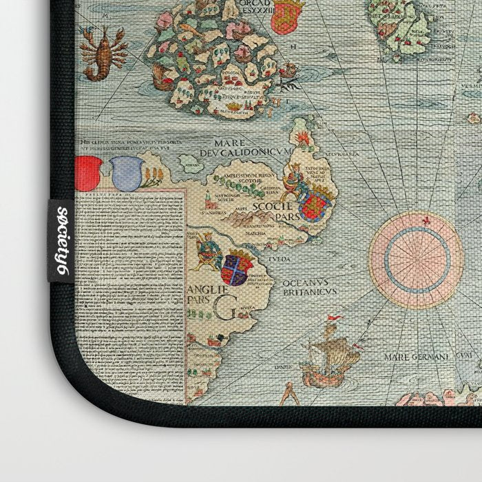 Carta marina (Marine Map) by Olaus Magnus, 1539 Laptop Sleeve Gallery Image 3