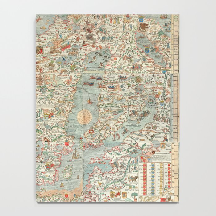 Carta marina (Marine Map) by Olaus Magnus, 1539 Notebook Gallery Image 4