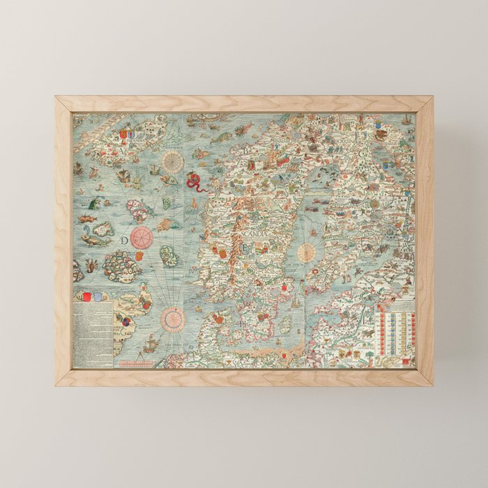 Carta marina (Marine Map) by Olaus Magnus, 1539 Mini Art Print Gallery Image 1