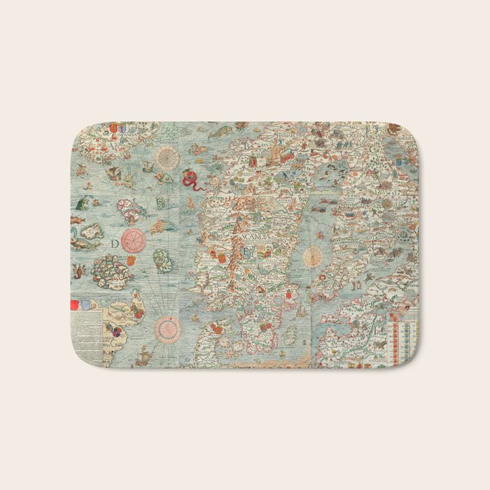 Carta marina (Marine Map) by Olaus Magnus, 1539 Bath Mat Gallery Image 1