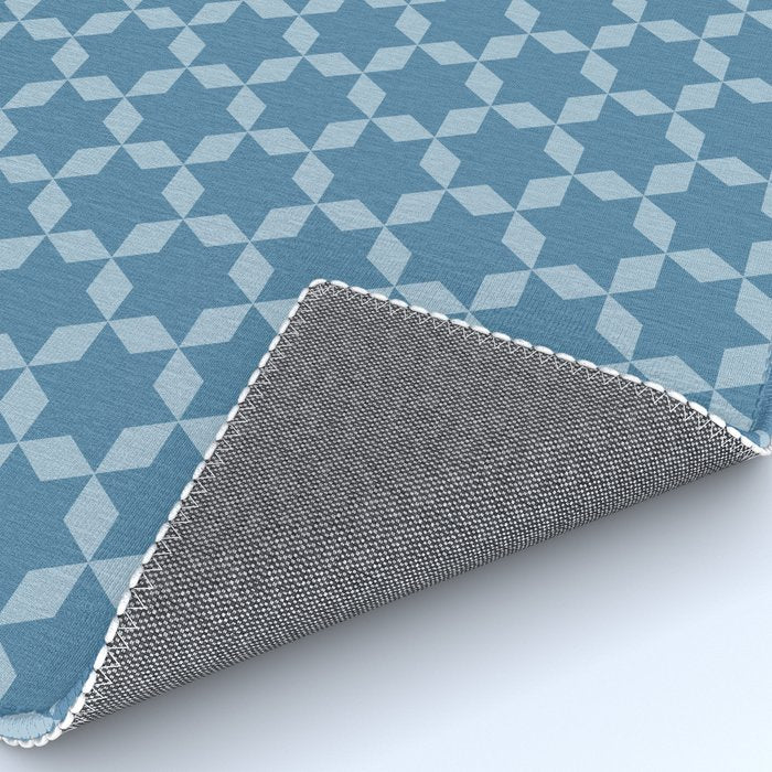 Star Tiles Geometric Pattern in Blue Tones  Rug Gallery Image 4