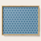 Star Tiles Geometric Pattern in Blue Tones  Serving Tray Gallery Image 1