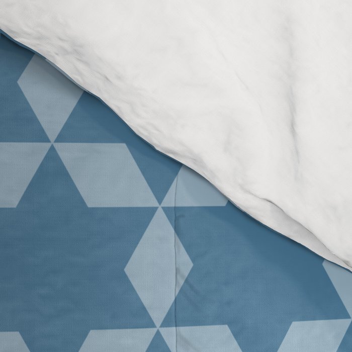 Star Tiles Geometric Pattern in Blue Tones  Comforter Gallery Image 4