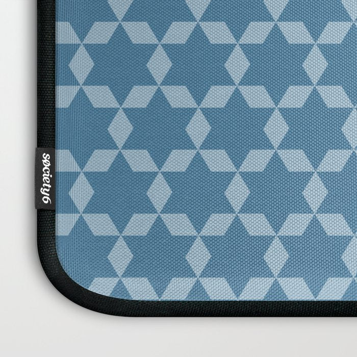 Star Tiles Geometric Pattern in Blue Tones  Laptop Sleeve Gallery Image 3