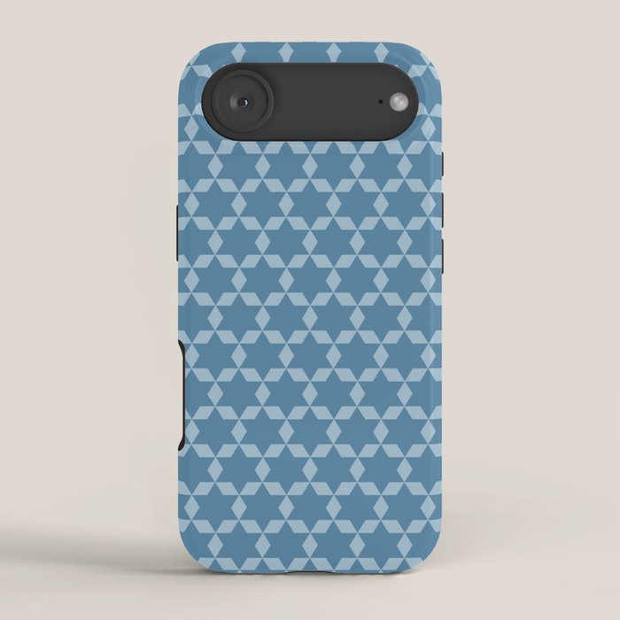 Star Tiles Geometric Pattern in Blue Tones  iPhone Case Gallery Image 2