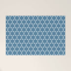 Star Tiles Geometric Pattern in Blue Tones  Welcome Mat Gallery Image 1