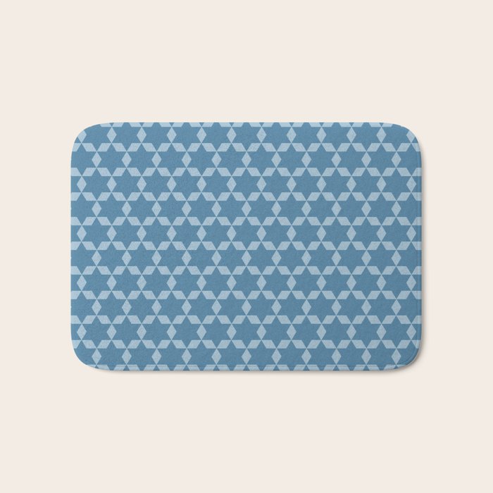 Star Tiles Geometric Pattern in Blue Tones  Bath Mat Gallery Image 1