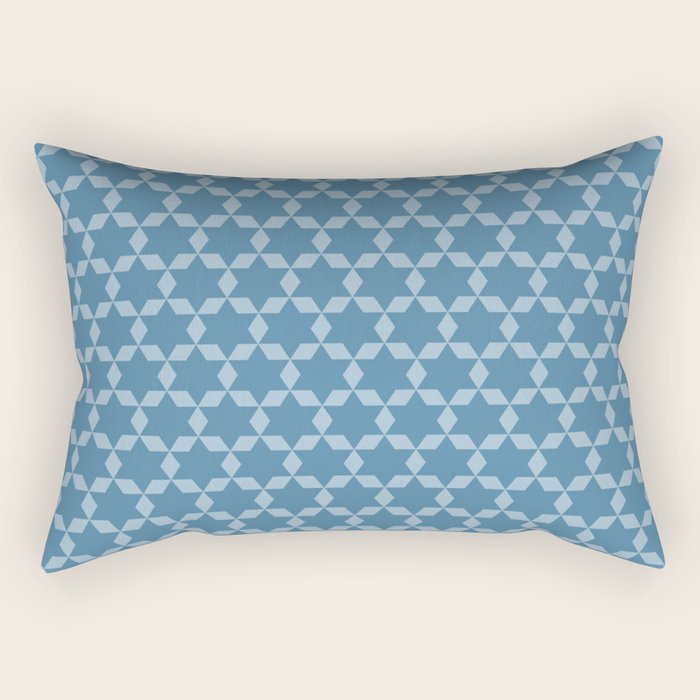 Star Tiles Geometric Pattern in Blue Tones  Rectangular Pillow Gallery Image 2