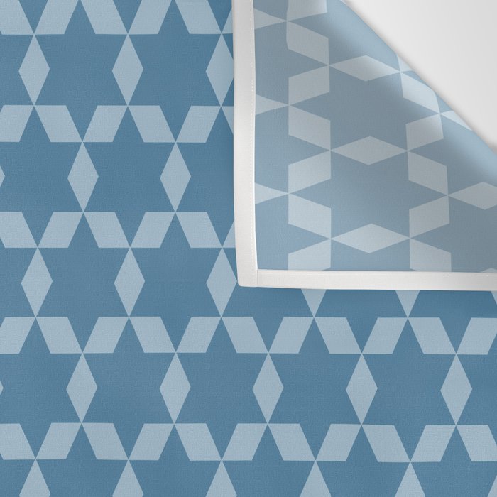 Star Tiles Geometric Pattern in Blue Tones  Wall Tapestry Gallery Image 3
