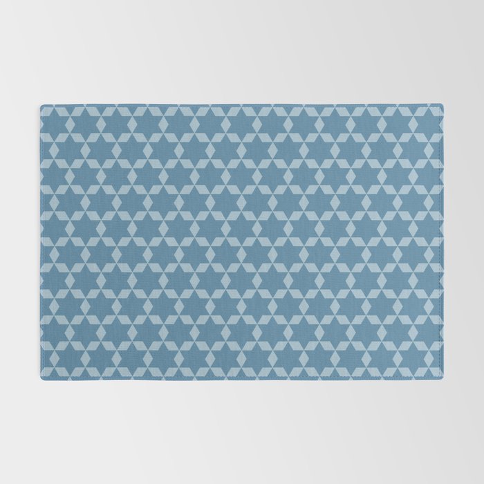 Star Tiles Geometric Pattern in Blue Tones  Rug Gallery Image 2