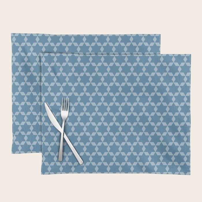 Star Tiles Geometric Pattern in Blue Tones  Placemat Gallery Image 1