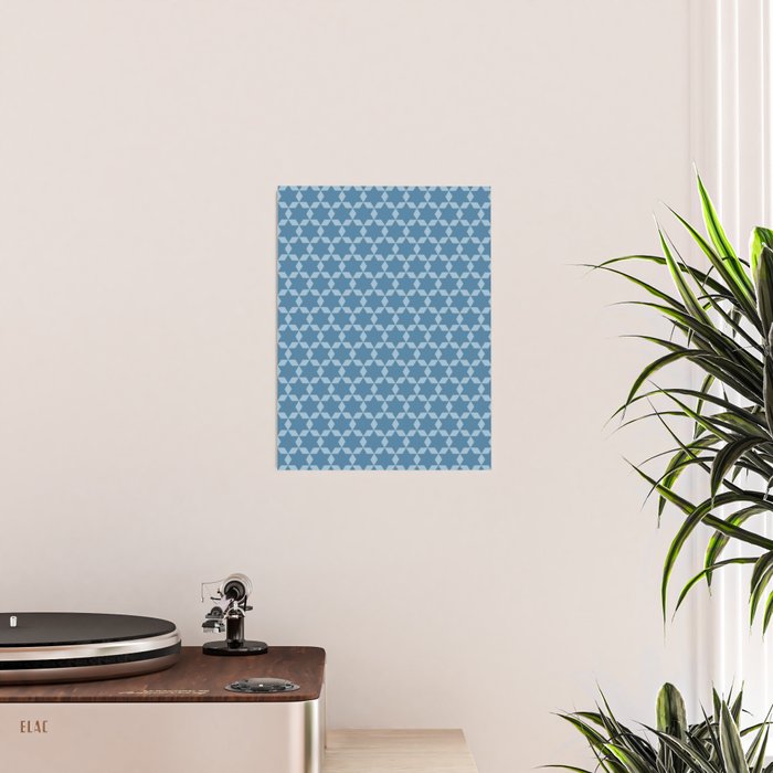 Star Tiles Geometric Pattern in Blue Tones  Poster Gallery Image 2