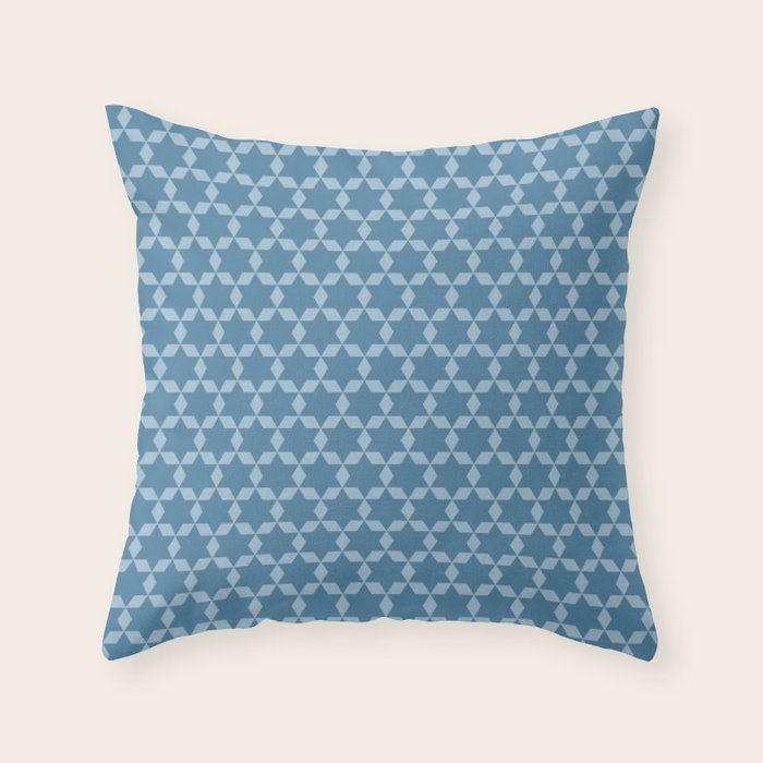 Star Tiles Geometric Pattern in Blue Tones  Throw Pillow Gallery Image 6