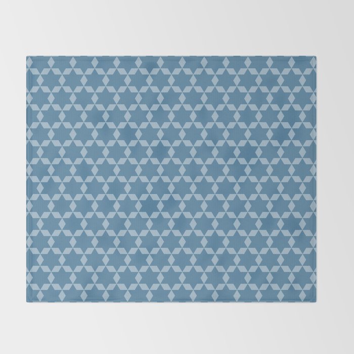 Star Tiles Geometric Pattern in Blue Tones  Throw Blanket Gallery Image 2