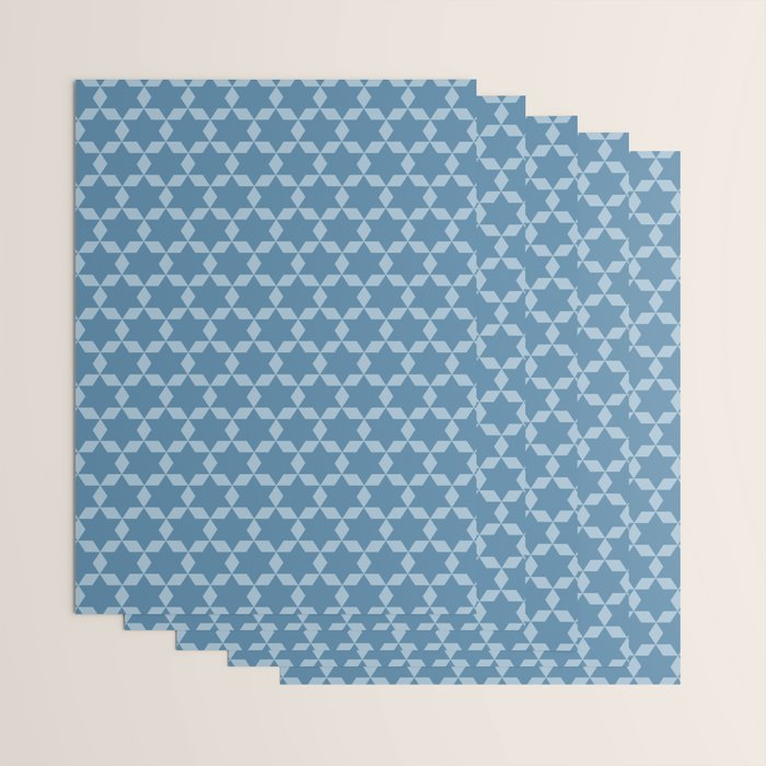 Star Tiles Geometric Pattern in Blue Tones  Wrapping Paper Gallery Image 3