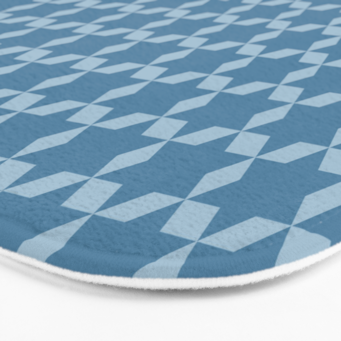 Star Tiles Geometric Pattern in Blue Tones  Bath Mat Gallery Image 3