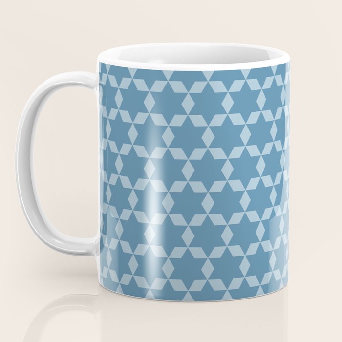 Star Tiles Geometric Pattern in Blue Tones  Coffee Mug Gallery Image 3