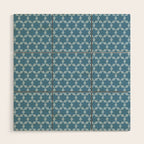 Star Tiles Geometric Pattern in Blue Tones  Wood Wall Art Gallery Image 1