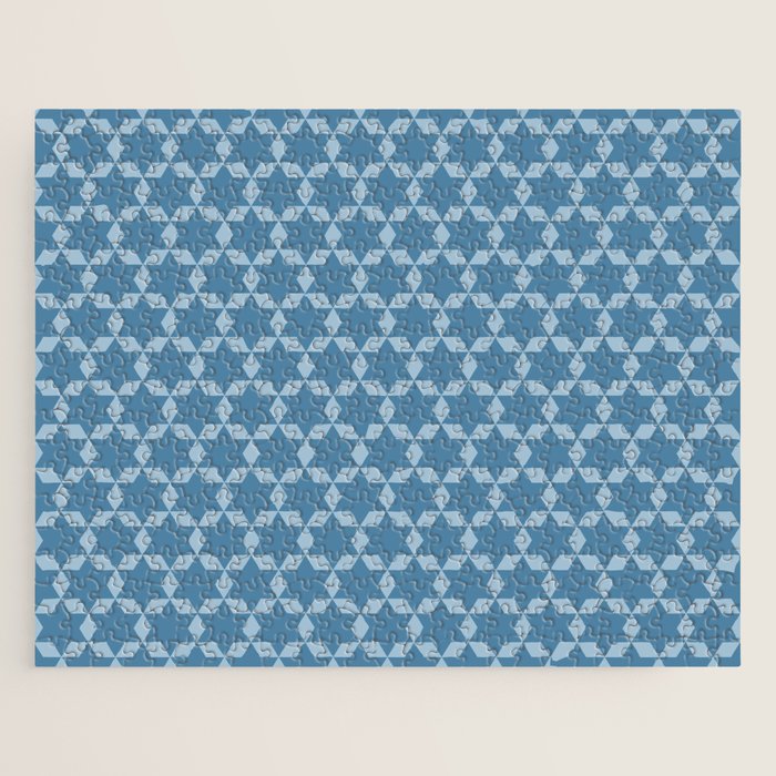 Star Tiles Geometric Pattern in Blue Tones  Jigsaw Puzzle Gallery Image 1