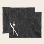 Black and white diverse people crowd pattern Placemat Gallery Image 1