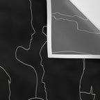 Black and white diverse people crowd pattern Wall Tapestry Gallery Image 3