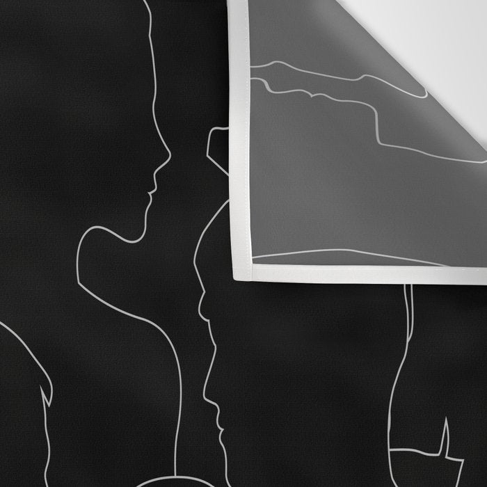 Black and white diverse people crowd pattern Wall Tapestry Gallery Image 3