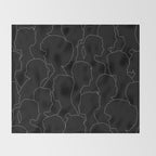 Black and white diverse people crowd pattern Throw Blanket Gallery Image 2