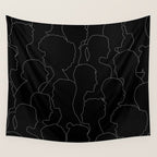 Black and white diverse people crowd pattern Wall Tapestry Gallery Image 4